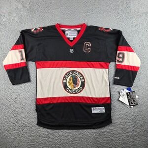 Jonathan Toews Retro Chicago Blackhawks Jersey Youth L/XL Black NHL Reebok NEW